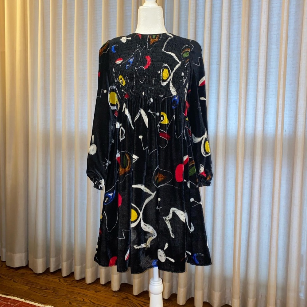 Barneys New York Multicolor Abstract Long Sleeve Dress